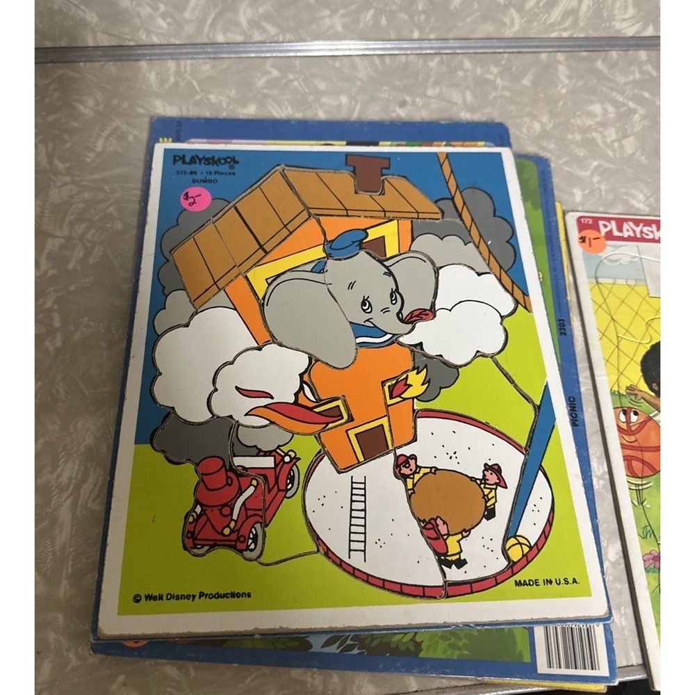 Playskool Vintage Puzzle Walt Disney Productions Lot Of 5
